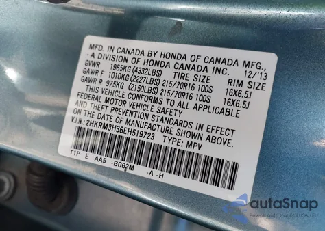 2014 Honda Cr-V Lx из США, поврежденный, VIN 2HKRM3H36EH519723